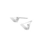 Shahla Karimi Jewelry Landmark Collection 14K White Gold Chrysler Stud Earring with White Diamond Tapered Baguette