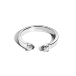 Shahla Karimi Jewelry Landmark Series Flatiron Open Ring with White Diamond Trillions in 14K White Gold