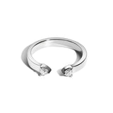 Shahla Karimi Jewelry Landmark Series Flatiron Open Ring with White Diamond Trillions in 14K White Gold