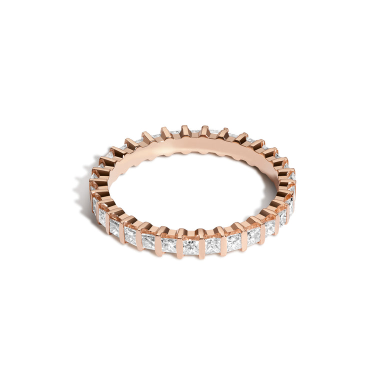 Shahla Karimi Jewelry Freedom Ring with Princess Cut White Diamonds 14K Rose Gold