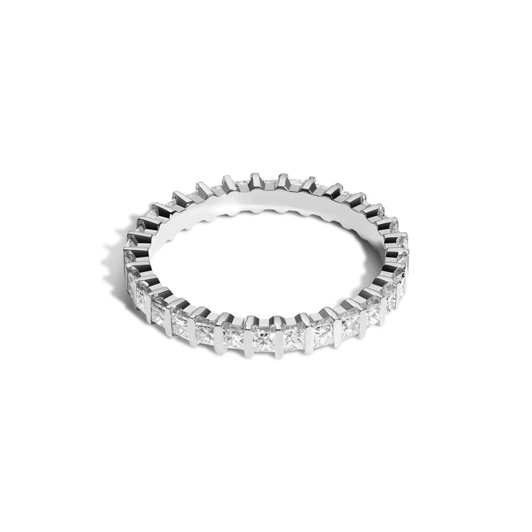 Shahla Karimi Jewelry Freedom Ring with Princess Cut White Diamonds 14K White Gold or Platinum