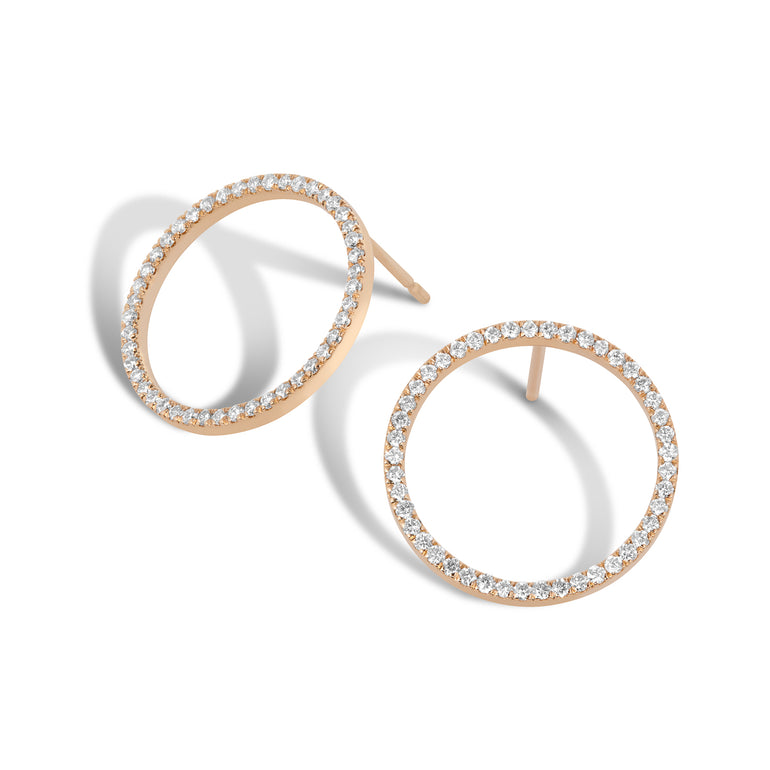Shahla Karimi Jewelry Landmark Collection Central Park Hoop Studs 18mm 14K Yellow Gold
