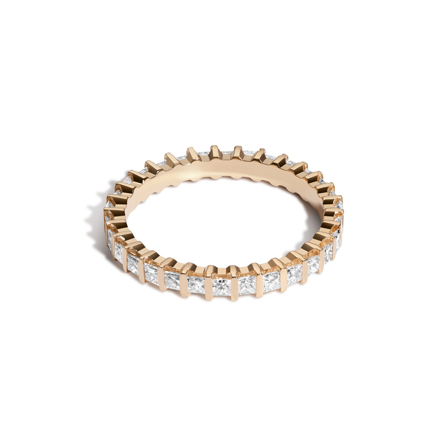 Shahla Karimi Jewelry Freedom Ring with Princess Cut White Diamonds 14/18K Yellow Gold