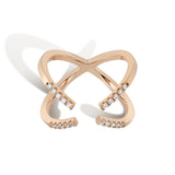 Shahla Karimi Jewelry Central Park X-Ring No. 3 in 14K Yellow Gold With White Diamonds Front View