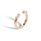 Shahla Karimi Jewelry 14K Rose Gold Rockefeller No.1 Open Ring with Diamond Baguettes