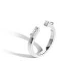 Shahla Karimi Jewelry 14K White Gold or Platinum Rockefeller No.1 Open Ring with Diamond Baguettes
