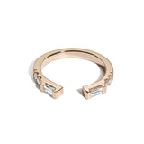 Shahla Karimi Jewelry 14/18K Yellow Gold Rockefeller No.2 Open Ring with Diamond Baguettes and White Diamonds