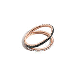 Shahla Karimi Jewelry Love Black and White Diamond V Ring 14K Rose Gold