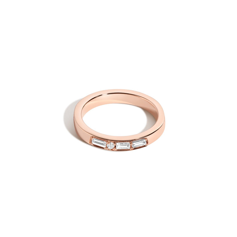 Shahla Karimi Jewelry Morse Code Series Ring 14K Rose Gold - Letter "Y"