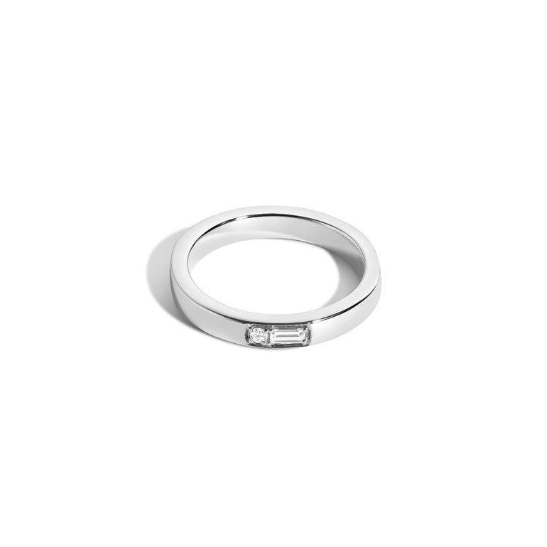 Shahla Karimi Jewelry Morse Code Series Ring 14K White Gold - Letter "A"