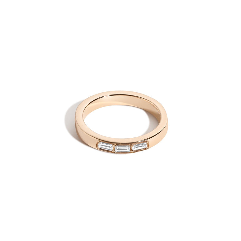 Shahla Karimi Jewelry Morse Code Series Ring 14K Yellow Gold - Letter "O"