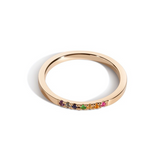 Shahla Karimi Jewelry Every Love Rainbow Demi Band Pink Sapphire, Citrine, Yellow Sapphire, Tsavorite, Aquamarine, Blue Sapphire, and Amethyst 14/18K Yellow Gold