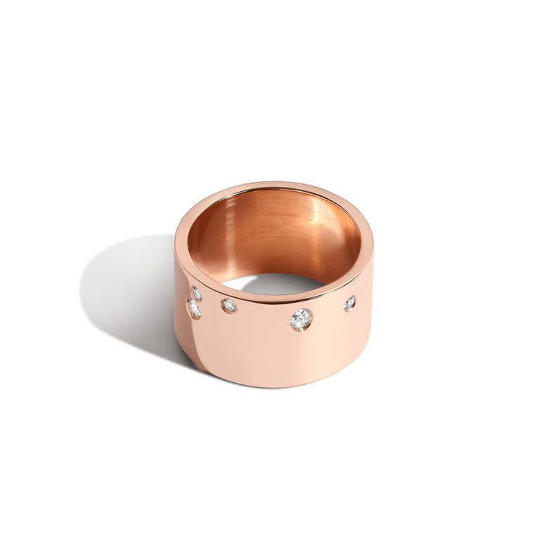  Shahla Karimi Jewelry Zodiac Reveal Ring Collection with White Diamonds - Capricorn - 14K Rose Gold - Front View