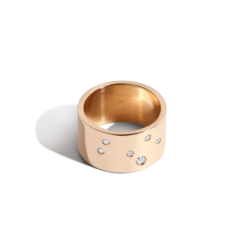 Shahla Karimi Jewelry Zodiac Reveal Ring Collection with White Diamonds - Leo - 14K Yellow Gold - Front View