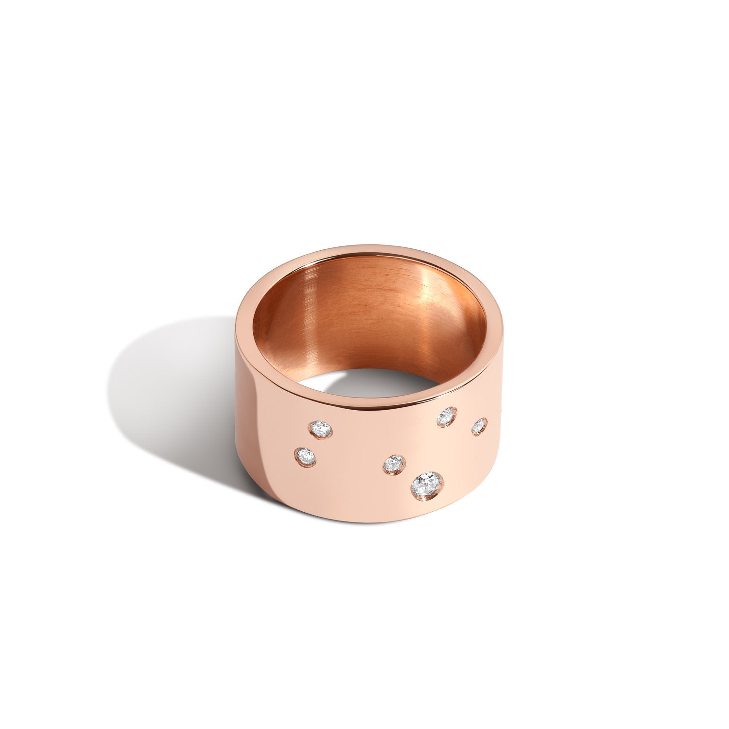 Shahla Karimi Jewelry Zodiac Reveal Ring Collection with White Diamonds - Leo - 14K Rose Gold - Front View