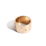 Shahla Karimi Jewelry Zodiac Reveal Ring Collection with White Diamonds - Taurus - 14K Yellow Gold - Front View