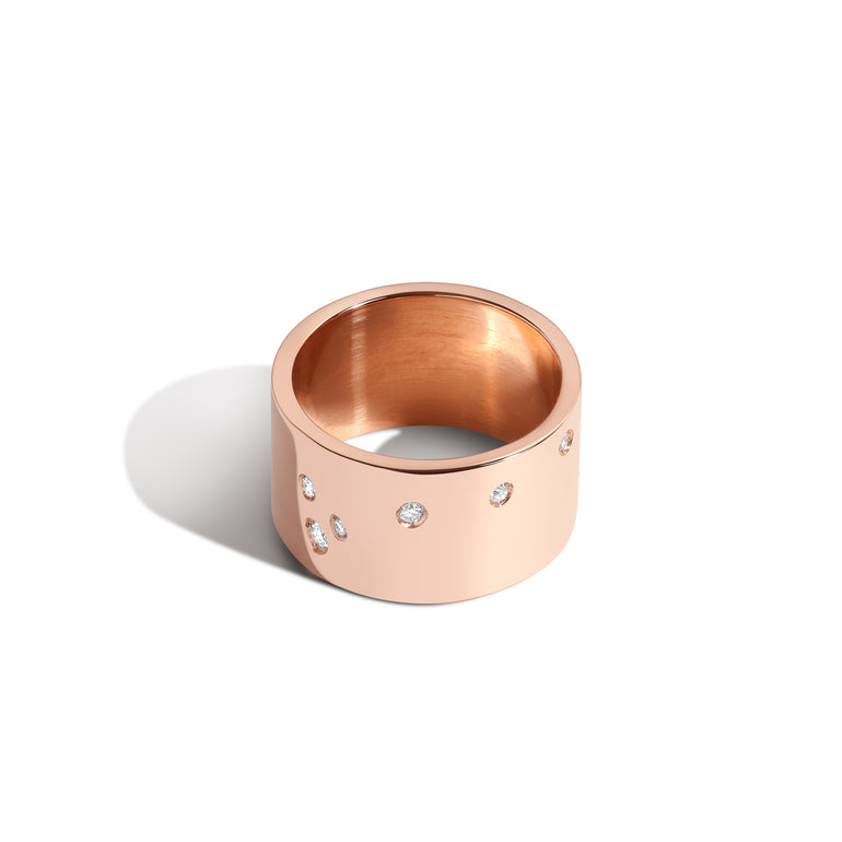 Shahla Karimi Jewelry Zodiac Reveal Ring Collection with White Diamonds - Virgo - 14K Rose Gold - Back View