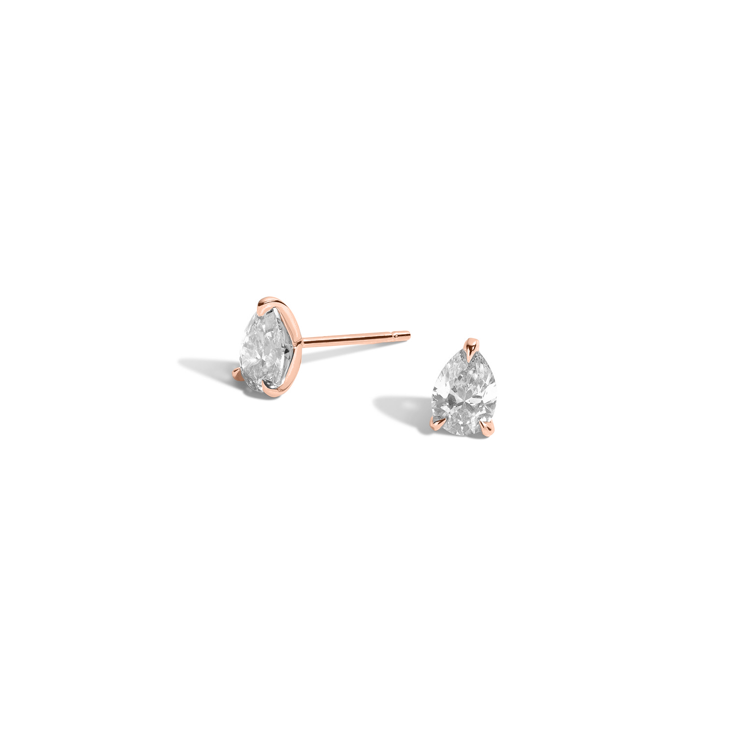 Shahla Karimi Medium Pear Diamond Earrings in 14K Rose Gold