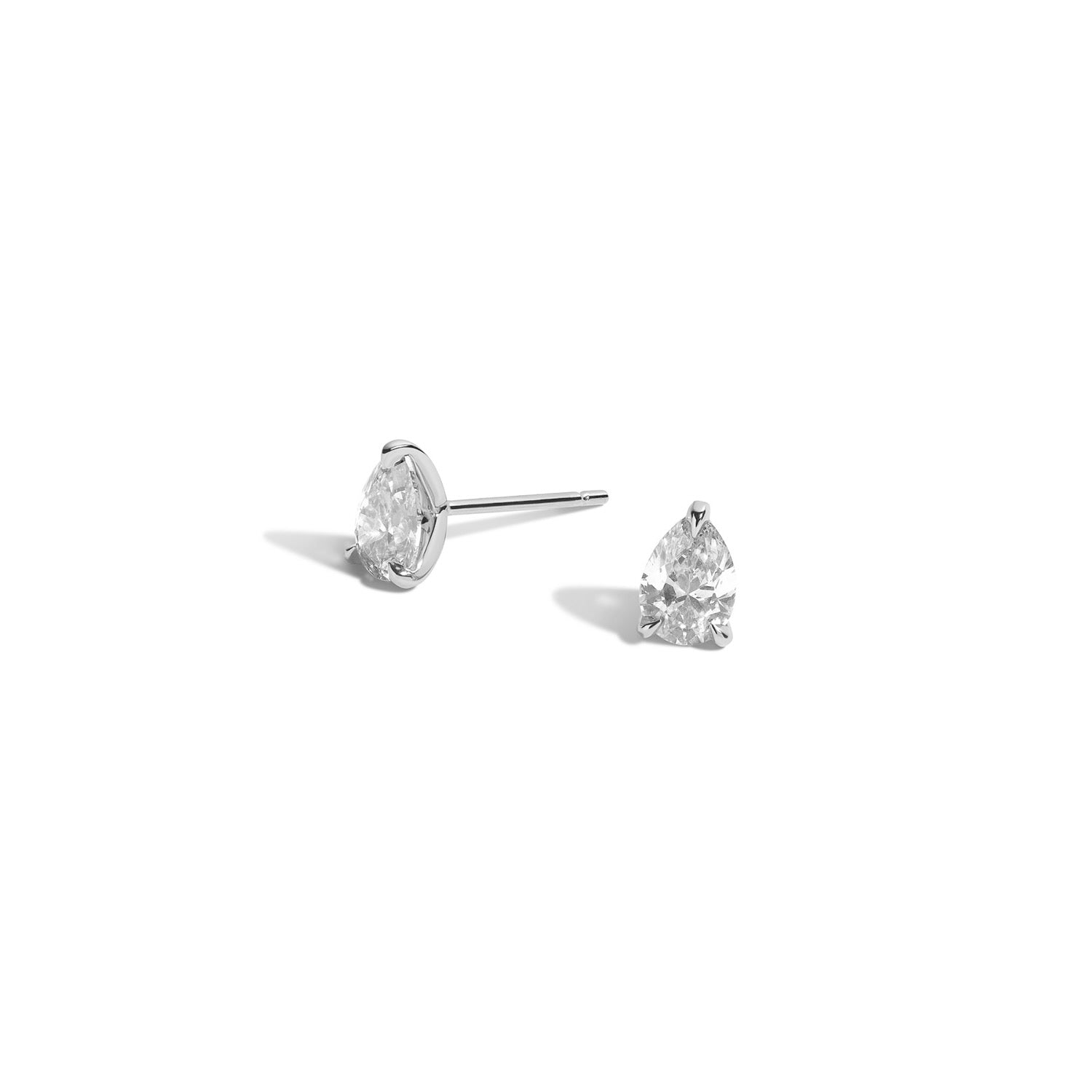 Shahla Karimi Medium Pear Diamond Earrings in 14K White Gold