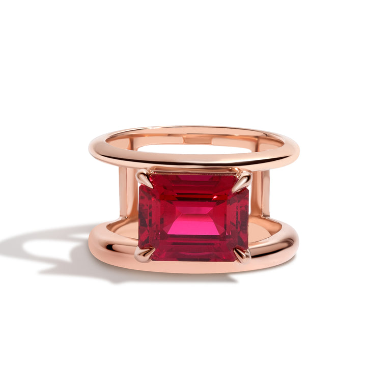 Shahla Karimi Jewelry Ruby Double Band Ring 14K Rose Gold