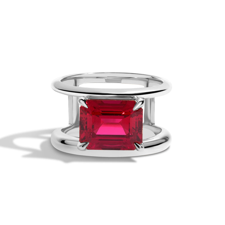 Shahla Karimi Jewelry Ruby Double Band Ring 14K White Gold or Platinum