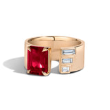 Shahla Karimi Jewelry Ruby Gap Band w/ Baguettes 14/18K Yellow Gold