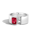 Shahla Karimi Jewelry Ruby Gap Band w/ Pave 14K White Gold or Platinum