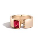 Shahla Karimi Jewelry Ruby Gap Band w/ Pave 14/18K Yellow Gold