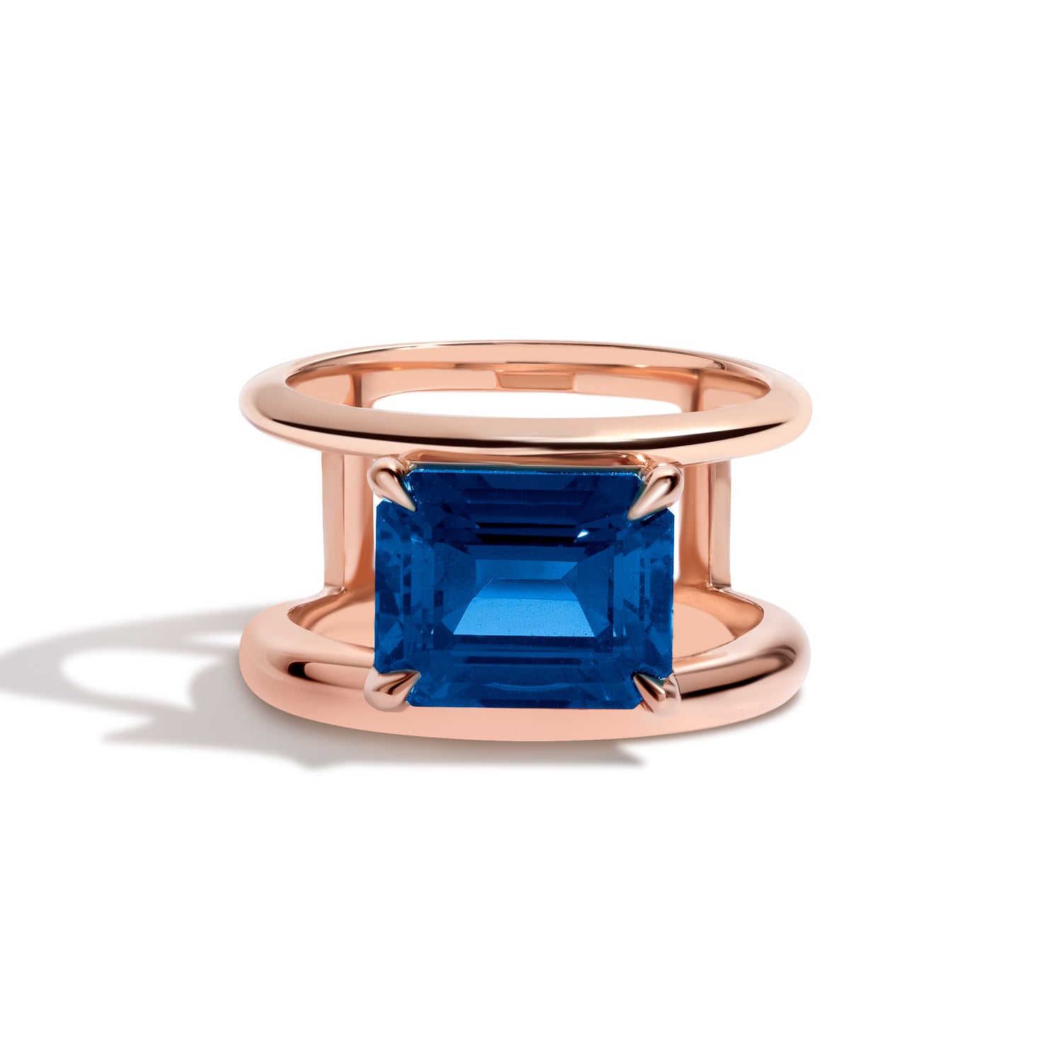Shahla Karimi Jewelry Sapphire Double Band Ring 14K Rose Gold