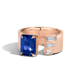 Shahla Karimi Jewelry Sapphire Gap Band w/ Baguettes 14K Rose Gold 