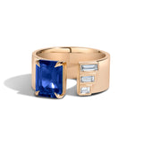 Shahla Karimi Jewelry Sapphire Gap Band w/ Baguettes 14/18K Yellow Gold 