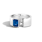Shahla Karimi Jewelry Sapphire Gap Band w/ Pave 14K White Gold or Platinum