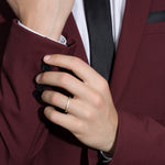 Shahla Karimi Unisex Birthstone Baguette Ring 14K Yellow Gold - Matte Finish - On Body