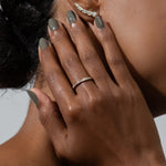 Shahla Karimi Jewelry Rotating Stone Demi Band in 14K/18K Yellow Gold and White Diamonds on Model