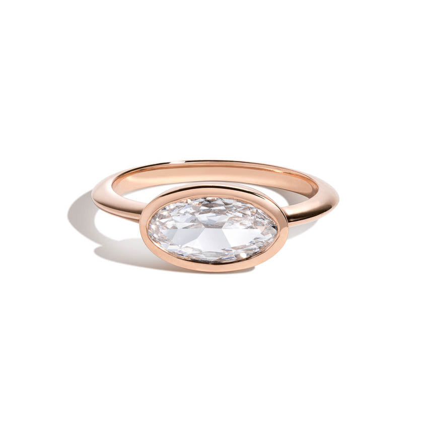 Shahla Karimi Jewelry Bezel-Set Moval Ring 14K Rose Gold