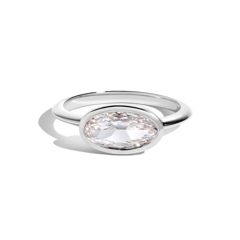 Shahla Karimi Jewelry Bezel-Set Moval Ring 14K White Gold or Platinum