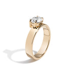 Shahla Karimi Jewelry East-West Elongated Hexagon Offset Ring 14/18K Yellow Gold Side