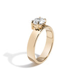Shahla Karimi Jewelry East-West Elongated Hexagon Offset Ring 14/18K Yellow Gold Side