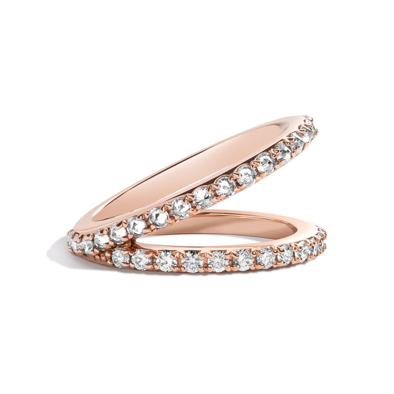 Shahla Karimi Jewelry Love V Ring w/ Inverted Diamond Pave 14K Rose Gold