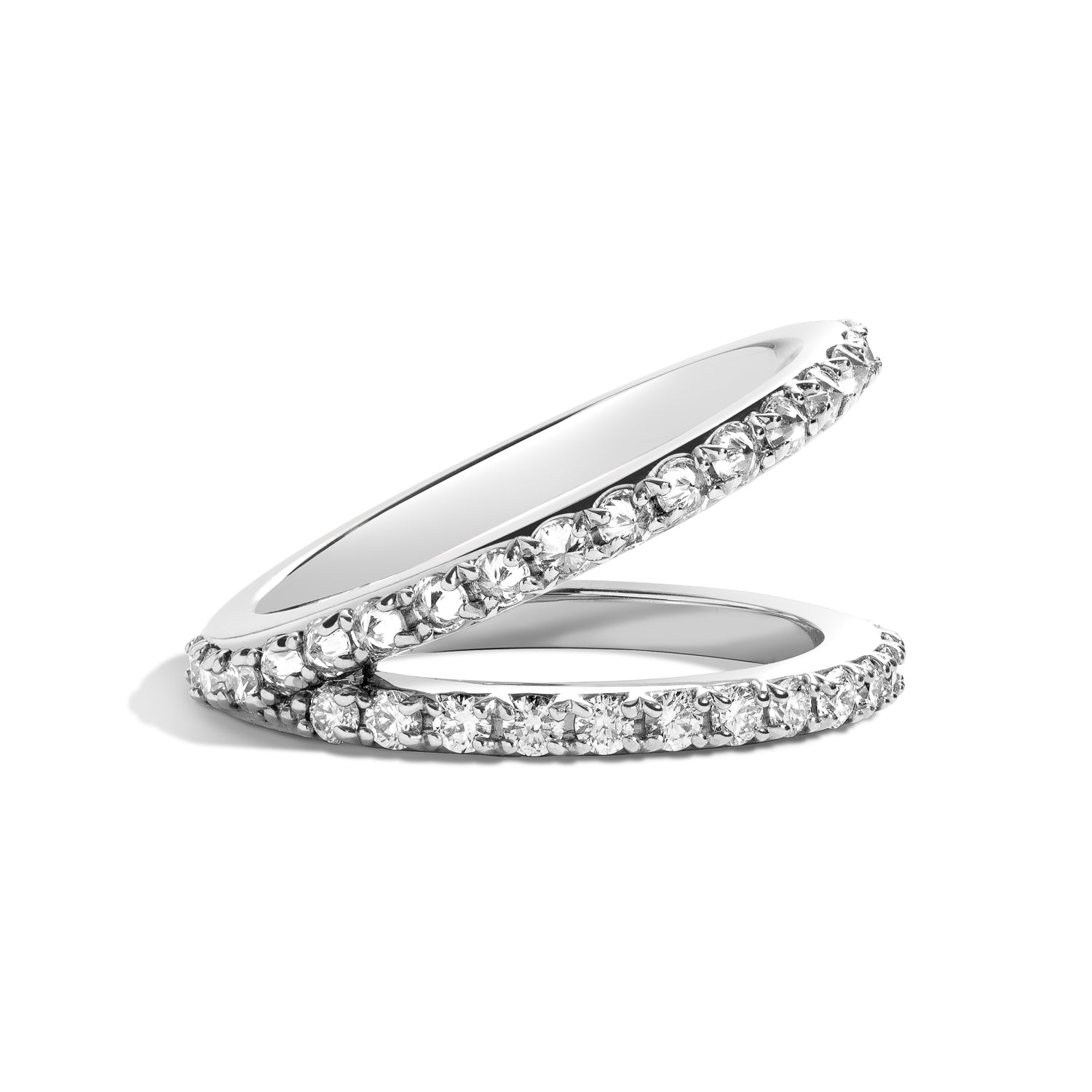 Shahla Karimi Jewelry Love V Ring w/ Inverted Diamond Pave 14K White Gold