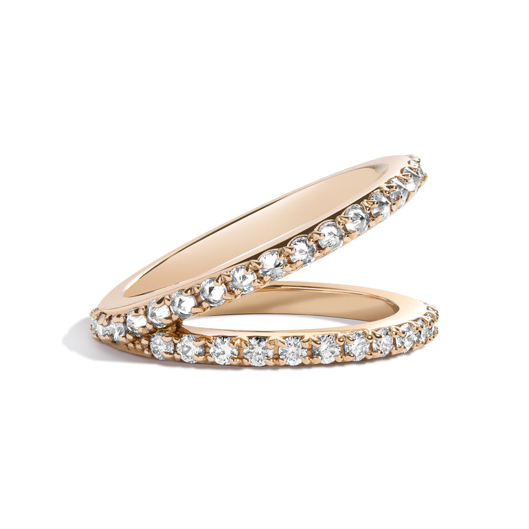 Shahla Karimi Jewelry Love V Ring w/ Inverted Diamond Pave 14K Yellow Gold