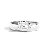 Shahla Karimi Jewelry East-West Elongated Hexagon Offset Ring 14K White Gold or Platinum