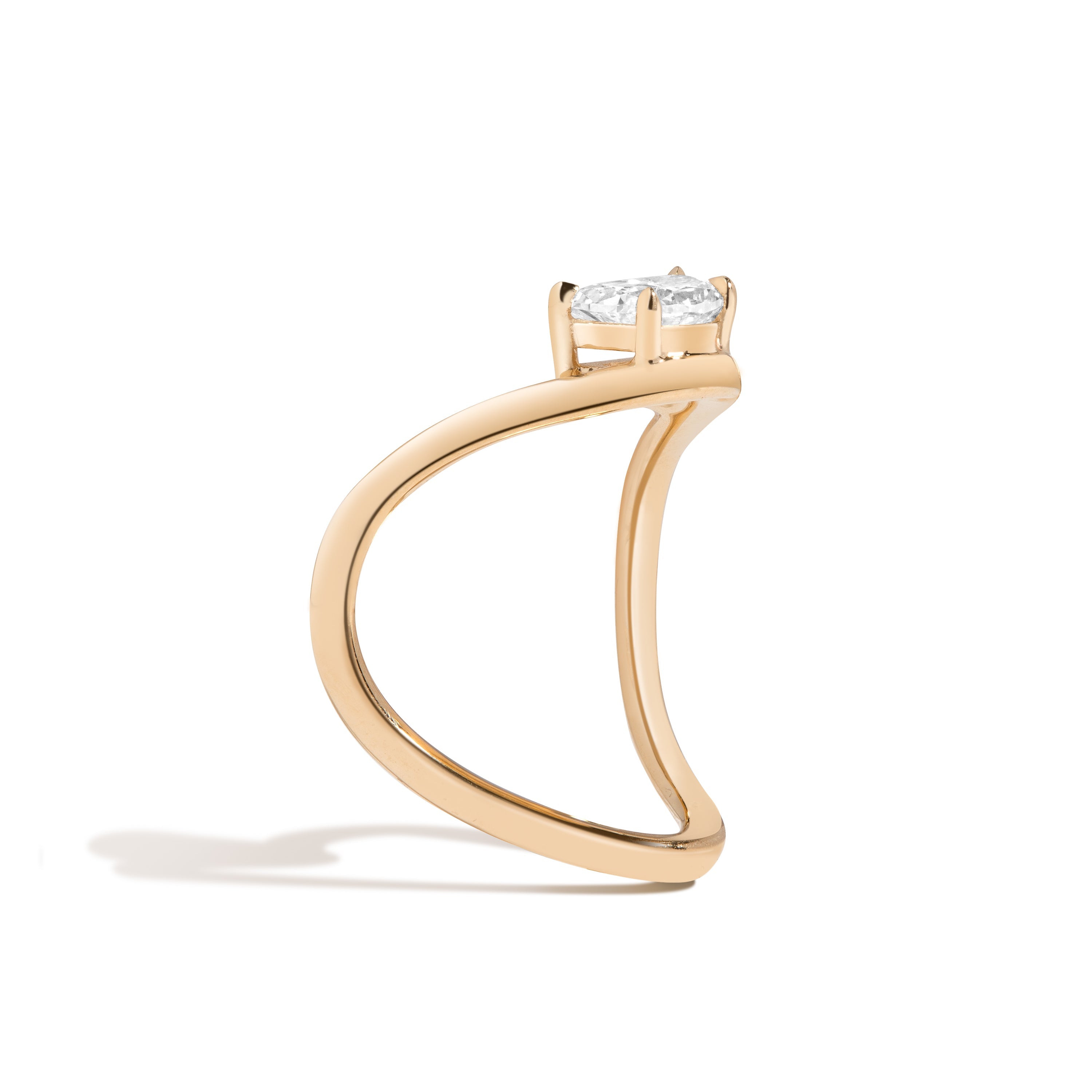 Shahla Karimi Zaha Curve Ring With Half-Moon 14K Yellow Gold