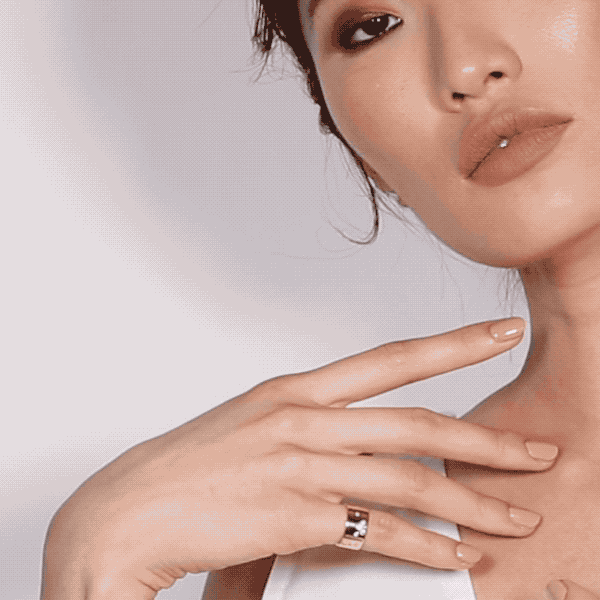 Shahla Karimi Jewelry Zodiac Reveal Ring Collection with White Diamonds - Libra - 14K Yellow Gold on Model GIF