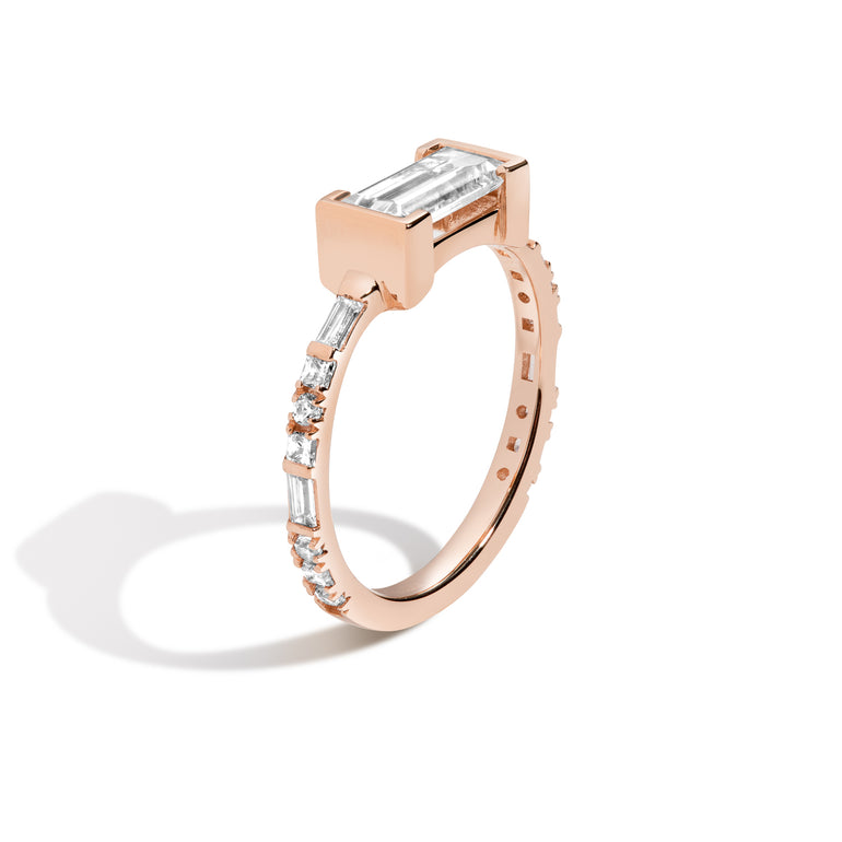 Shahla Karimi Jewelry East-West Baguette Ring in 14K Rose Gold