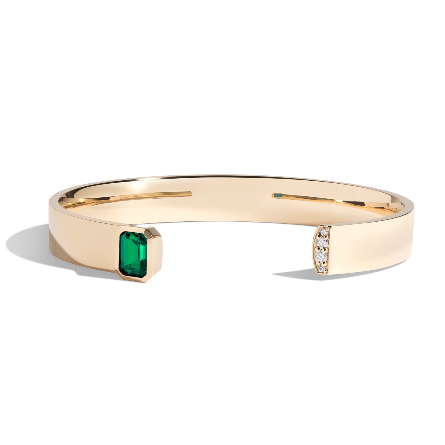 Shahla Karimi Emerald Emerald Cut Cuff w/ Pavé 14/18K Yellow Gold