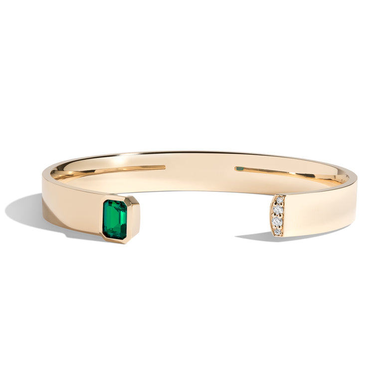 Shahla Karimi Emerald Emerald Cut Cuff w/ Pavé 14/18K Yellow Gold