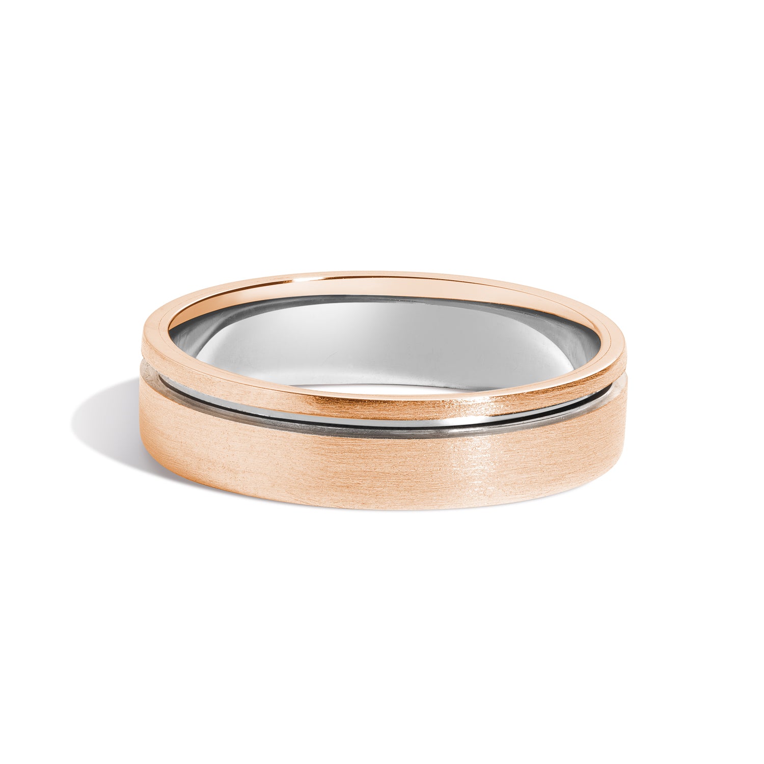 Solid White Gold Flat Court Groove Ring - 5mm Band | King's Cross