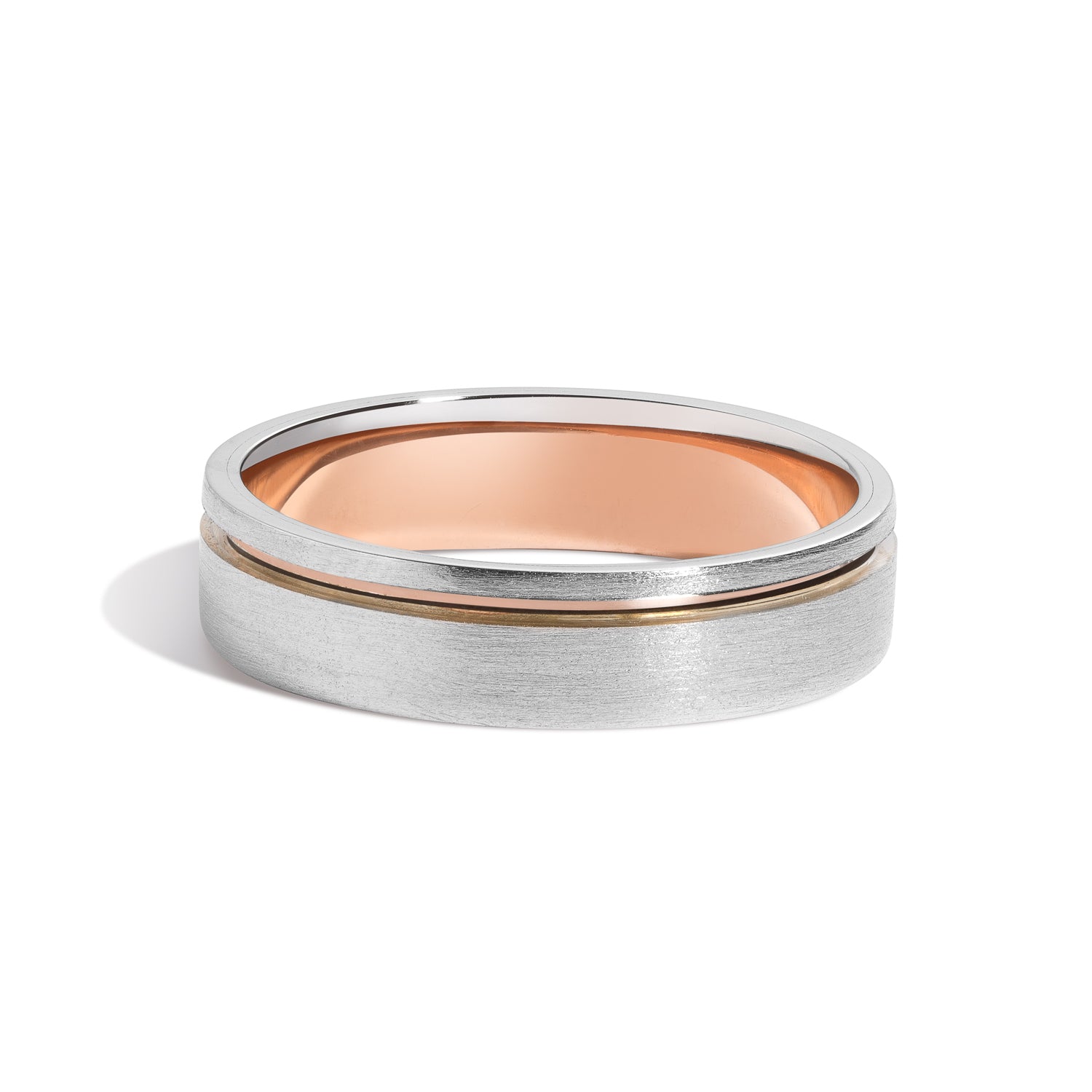 Shahla Karimi Jewelry Every Love 14K Gold Groove Band White and Rose Gold