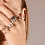 Shahla Karimi Jewelry Rotating Stone Demi Band in 14K/18K Yellow Gold and White Diamonds on Model GIF